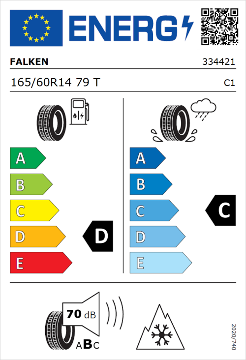 Tyre Label for Falken Euroall Season AS210 165/60R14 79T