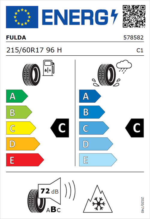 Tyre Label for Fulda Kristall Control SUV 215/60R17 96H