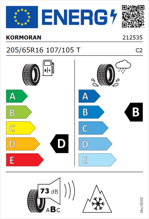 Tyre Label for Kormoran All Season Van 205/65R16 107/105T